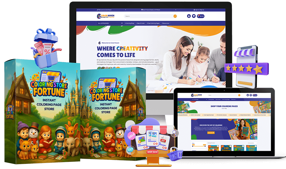 Coloring Store Fortune Review – Launch Your Own DFY Coloring Page Store with 10,000 Products