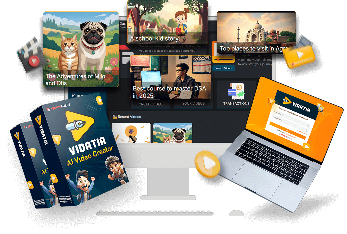 Use the Vidatia logo or product image showing its AI video creation interface.